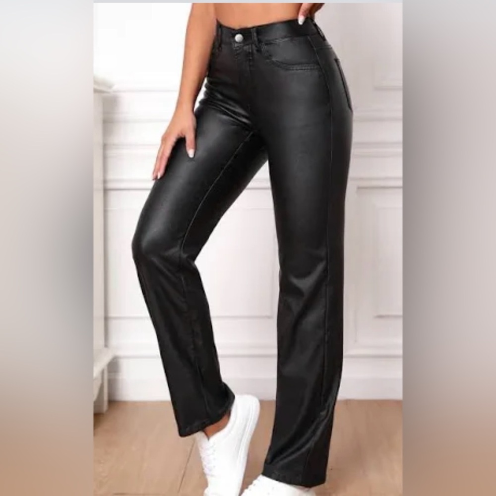 Shein Black Faux Leather Pants